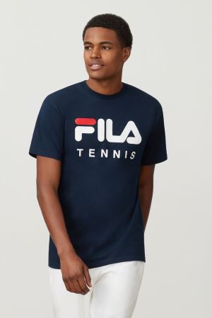 FILA Tee Shirts Navy,Mens Tennis | CA.QUKHMT652